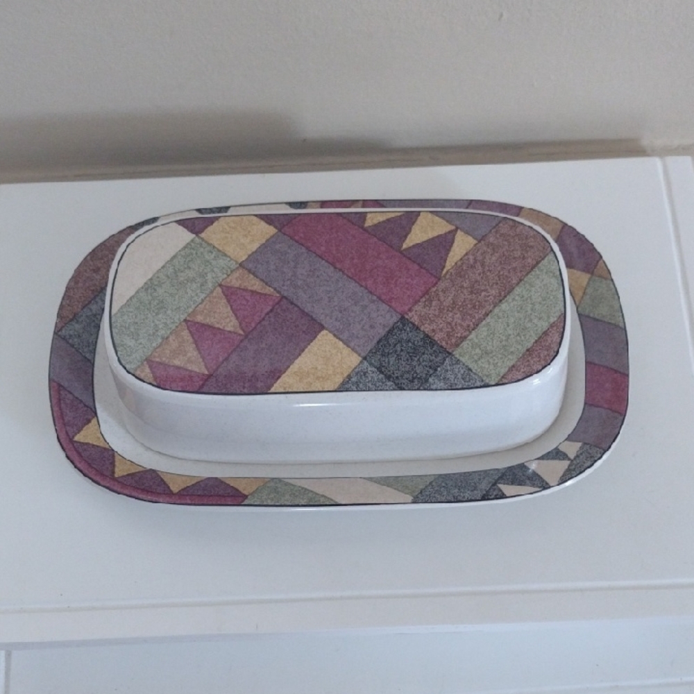 Palm Dessert Covered Butter Dish Crafted in Italy Discontinued Pattern
